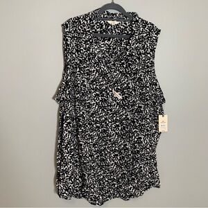 NEW Terra & Sky‎ Black and White Sleeveless Lightweight Patterned Blouse Shirt